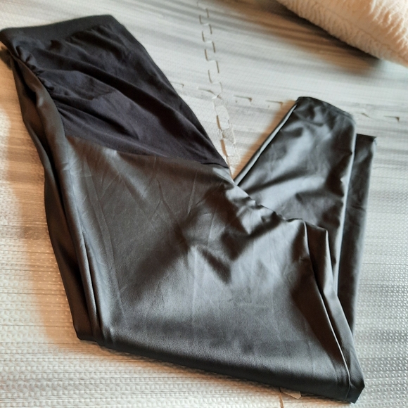 Torrid Maternity Faux Leather Black Leggings - Picture 9 of 10